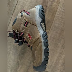 Keen Kid's 0312 Outdoor Boots Hiking Sneaker Lace Up Brown Orange size 2big kids